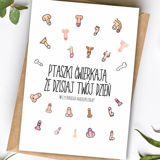 Kartka okolicznościowa "Ptaszki ćwierkają, że dzisiaj Twój dzień"